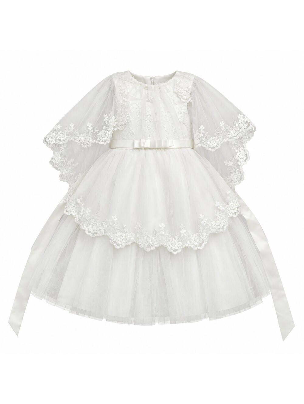 KaQinini White Lace and Tulle Girls Dress Size 5Y